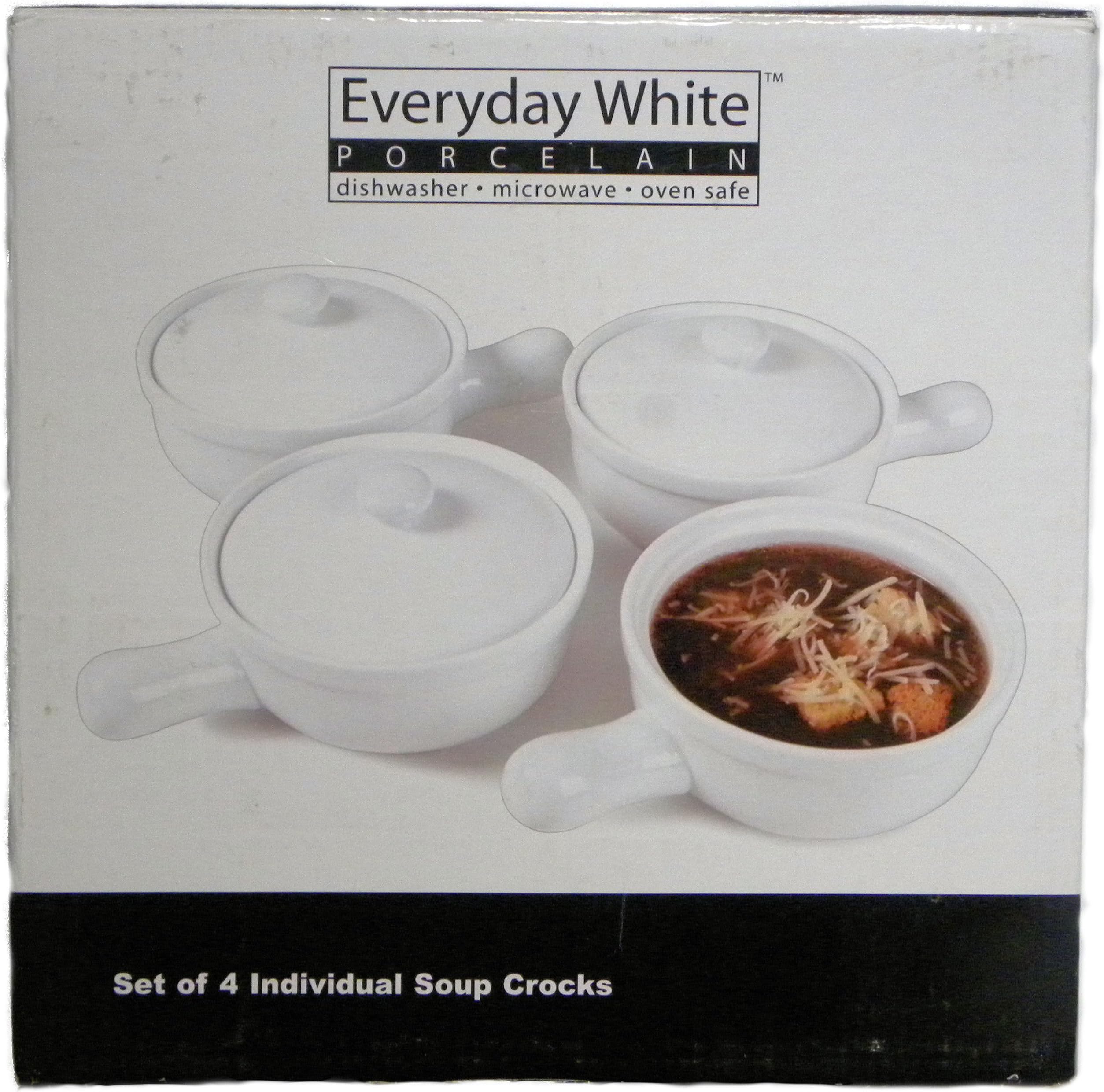 Everyday White Porcelain - 4 Soup Crocks with Lids