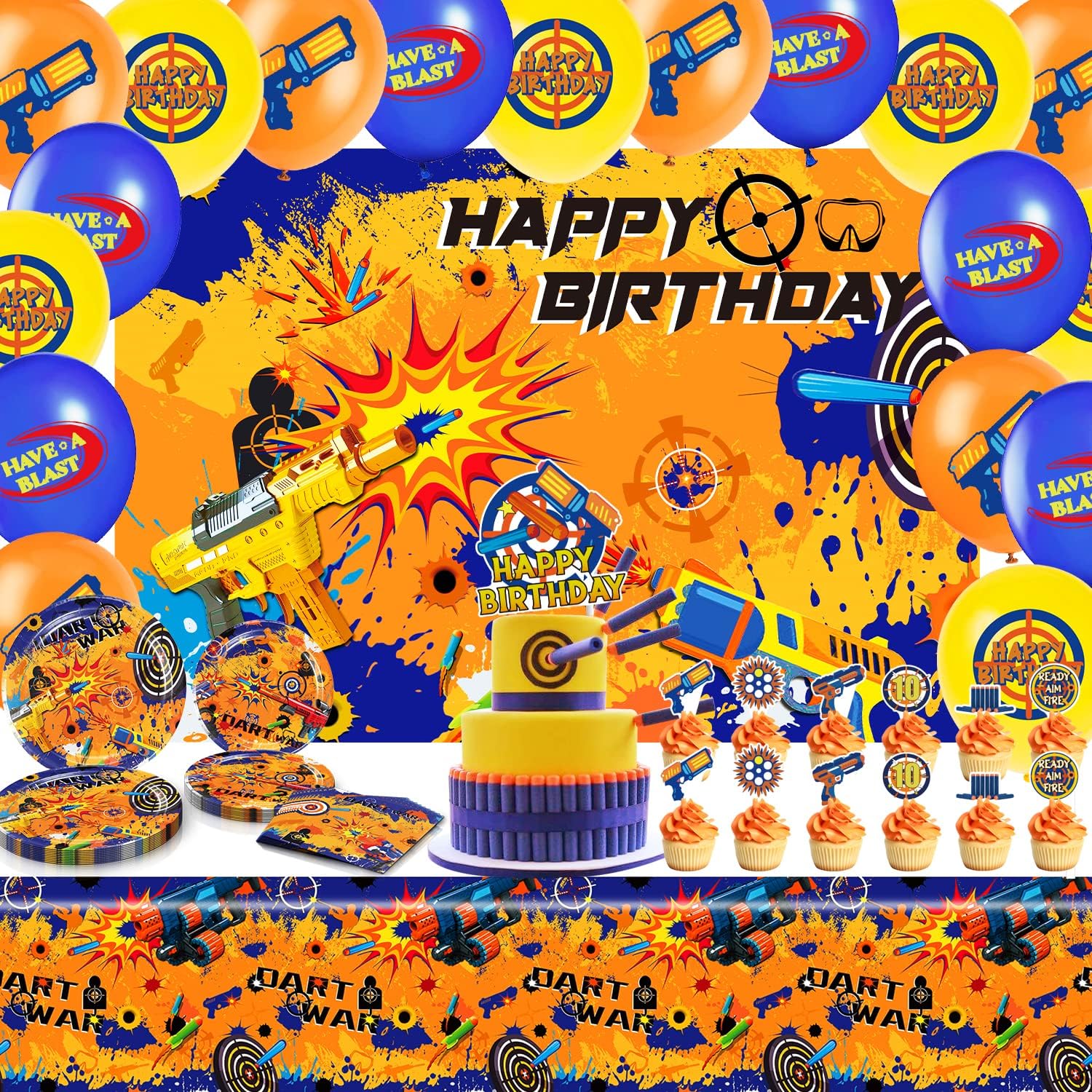 Dart War Birthday Party Supplies, Birthday Party Decorations Pack