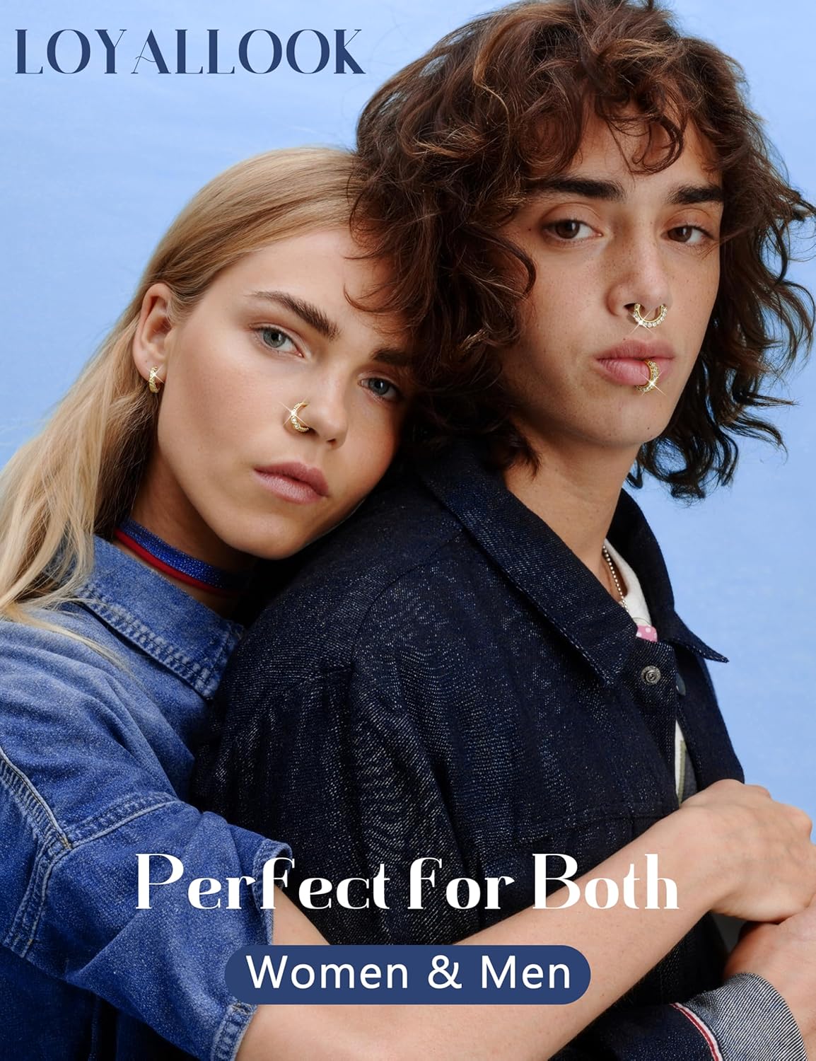 LOYALLOOK 8PCS 16G Septum Clicker Ring Stainless Steel CZ Opal Cartilage Helix Tragus Hoop Daith Earrings Nose Rings Hoop Hinged Segment Clicker Ring Piercing Jewelry - Image 2