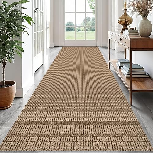 Vista 398 de EARTHALL - Tapete tejido lavable con parte trasera de goma, tapete trenzado de algodón antideslizante para interiores para entrada, pasillo, cocina