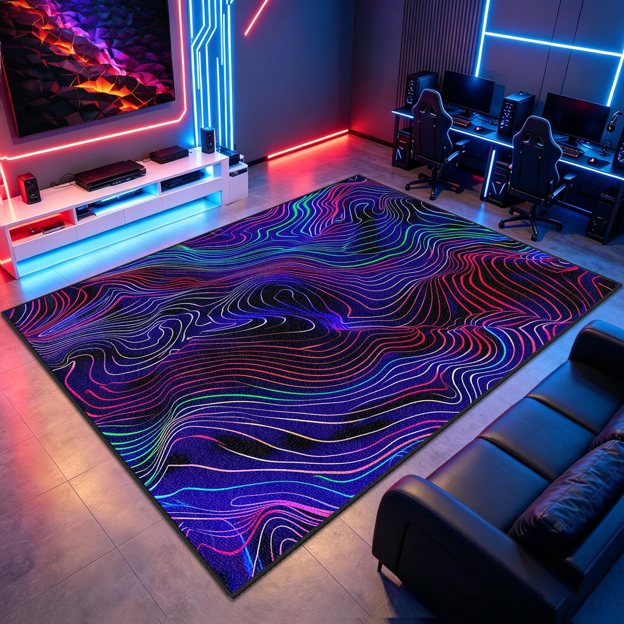 Tapis de protection de sol gaming antidérapant 3D pour bureau esports