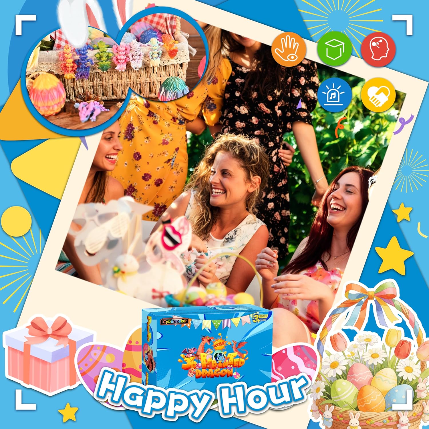 12pcs 3D Printed Prefilled Easter Eggs with Dragons Inside, Magic Toy for Party Favors, Basket Stuffers for Boys & Girls, Easter Egg Hunt, Goodie Bag Fillers, Classroom Prize Supplies