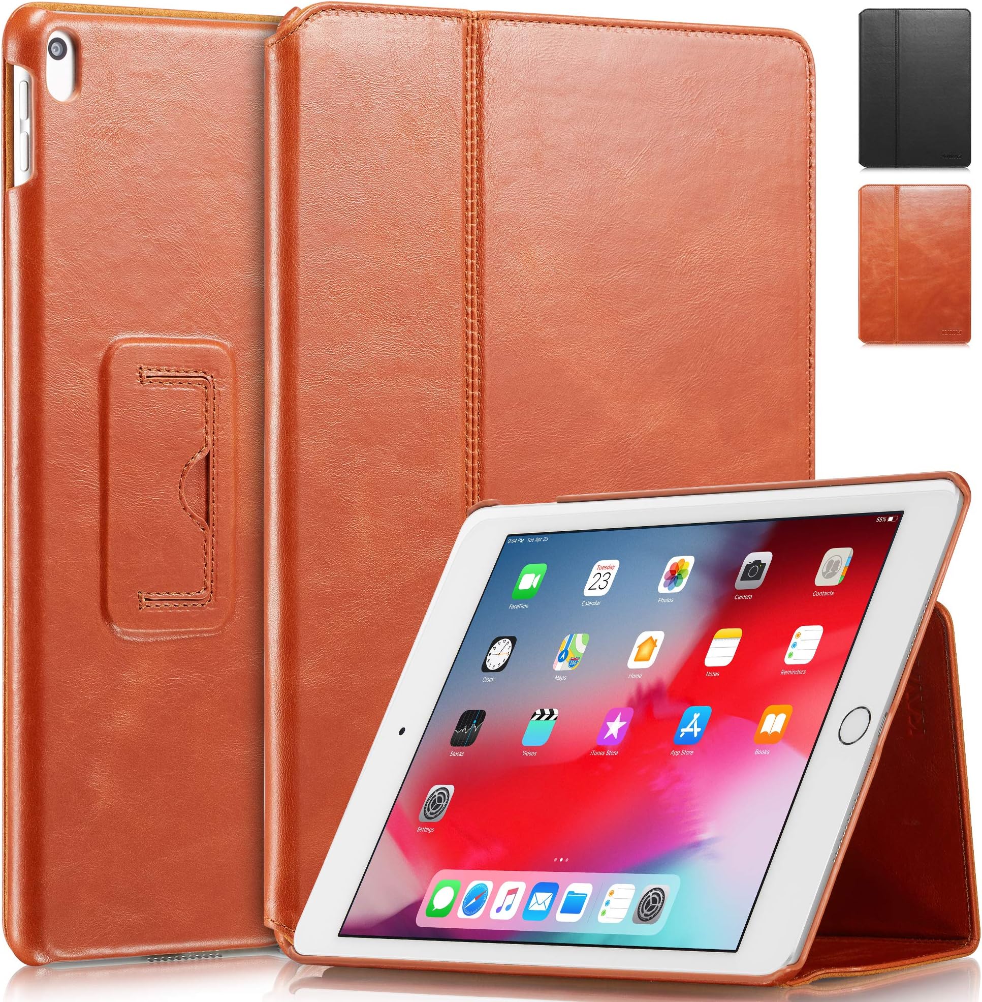 KAVAJ Case Leather Cover"Berlin" works with Apple iPad Air 3 2019 & iPad Pro 10.5" Cognac-Brown Genuine Cowhide Leather with Built-in Stand Auto Wake/Sleep Function. Slim Fit Smart Folio Covers