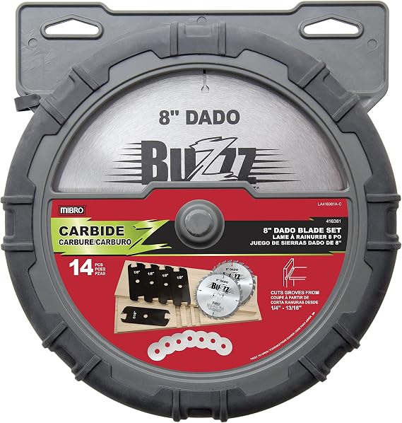 The Mibro Group 416381 Carbide Stacking Dado Blade Set + FastCap Glu-Bot Woodworkers Glue Bottle Bundle