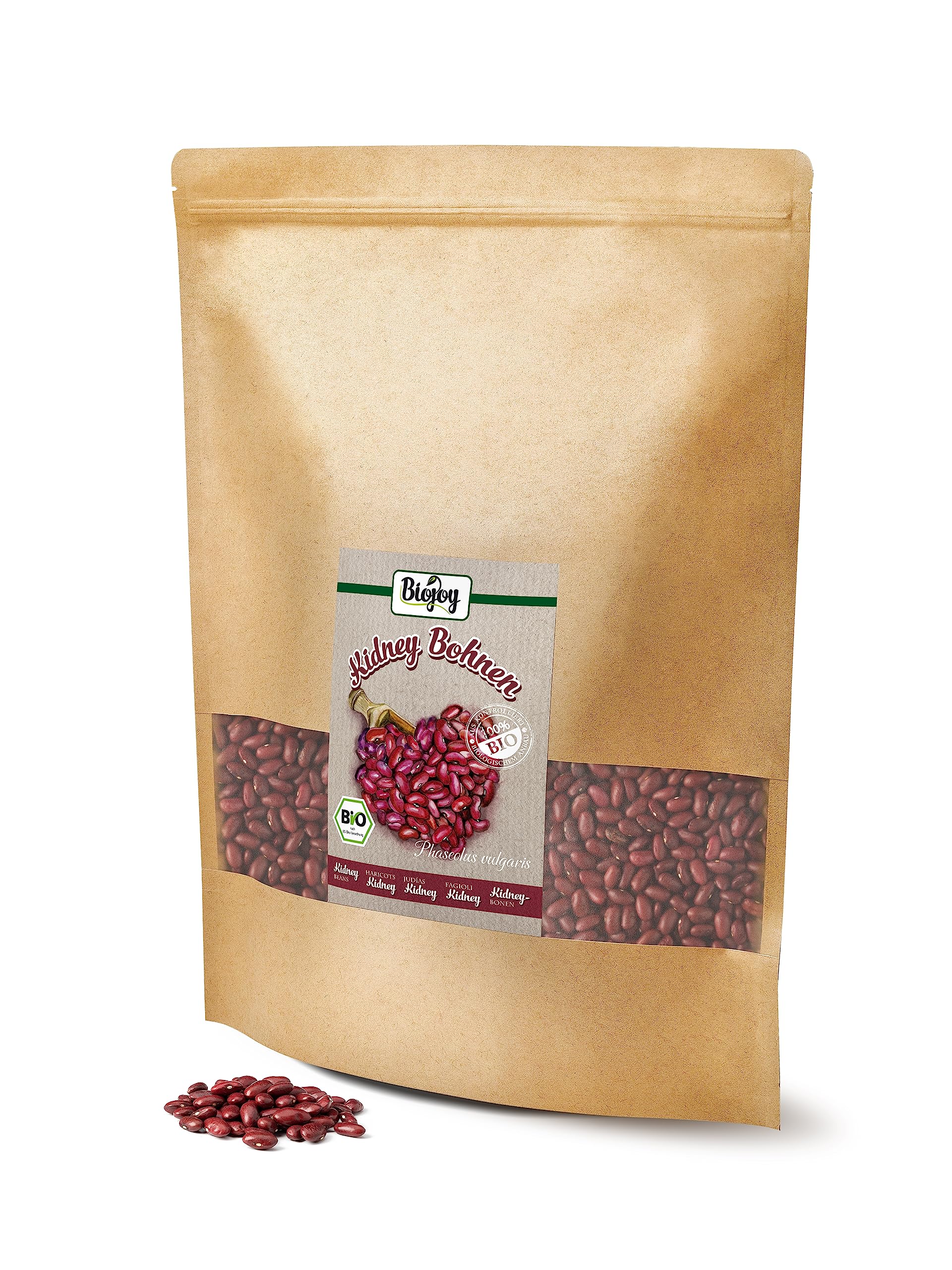 Biojoy Haricots rouges Kidney BIO (2,5 kg), séchés et entières, sans additifs