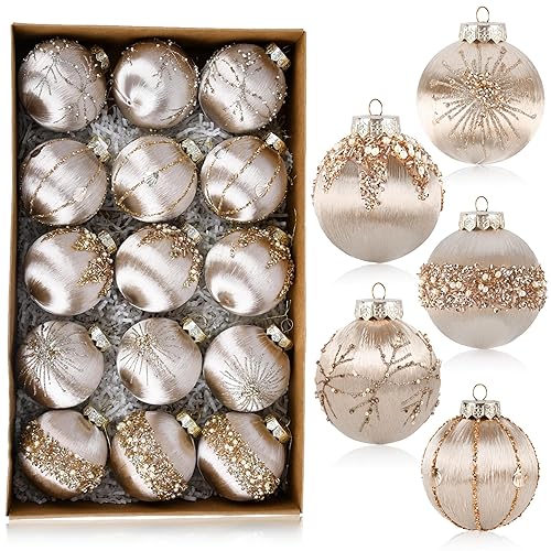 Christmas Ornaments Champagne Xmas Balls - Pack of 15 Luxury