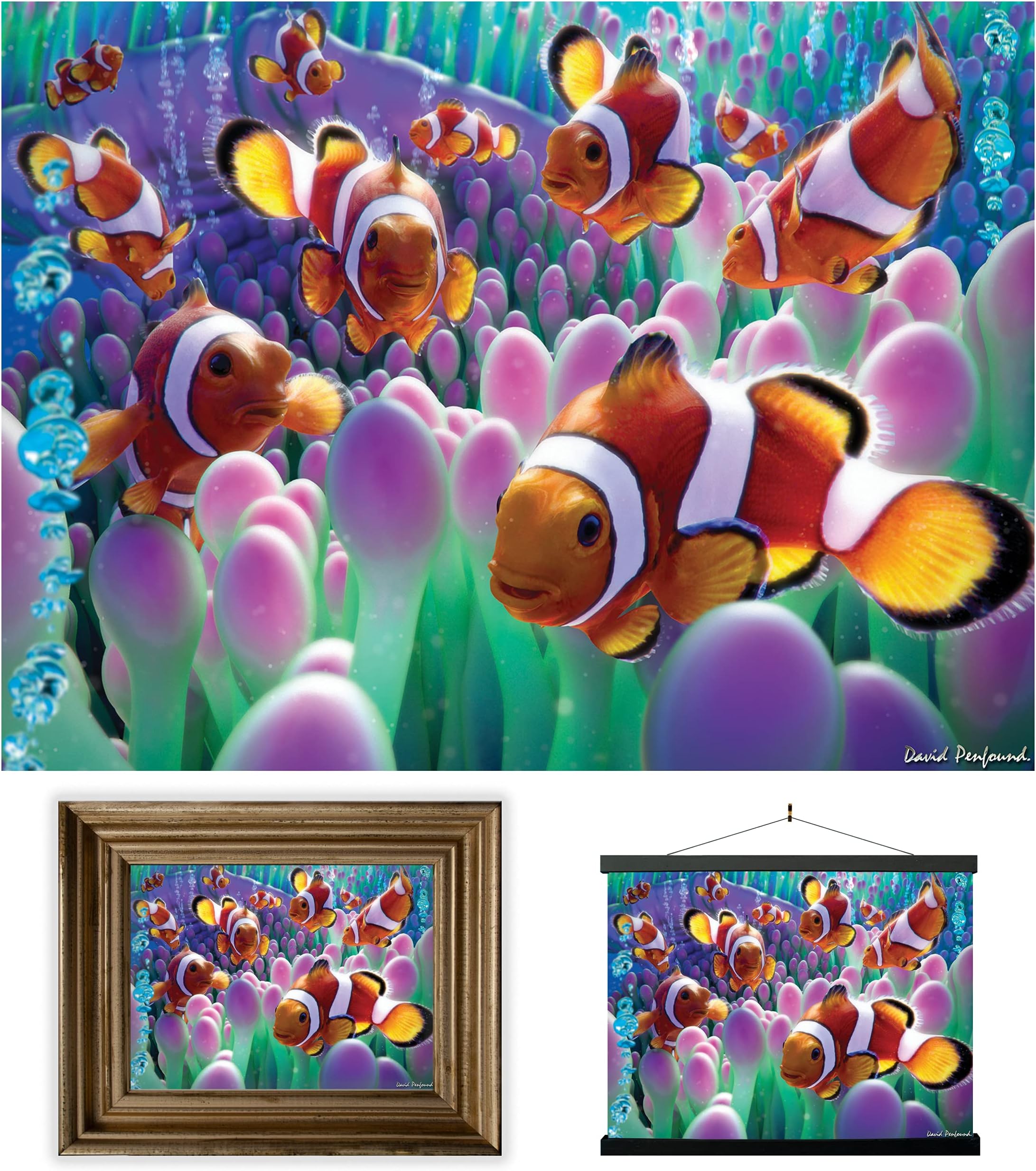 3D LiveLife Deluxebase Lenticular Clown Fish Wall Poster 3D Ocean Poster Unframed Perfect Wall Decoration Original Licensed Artwork by Renowned Artist David Penfound