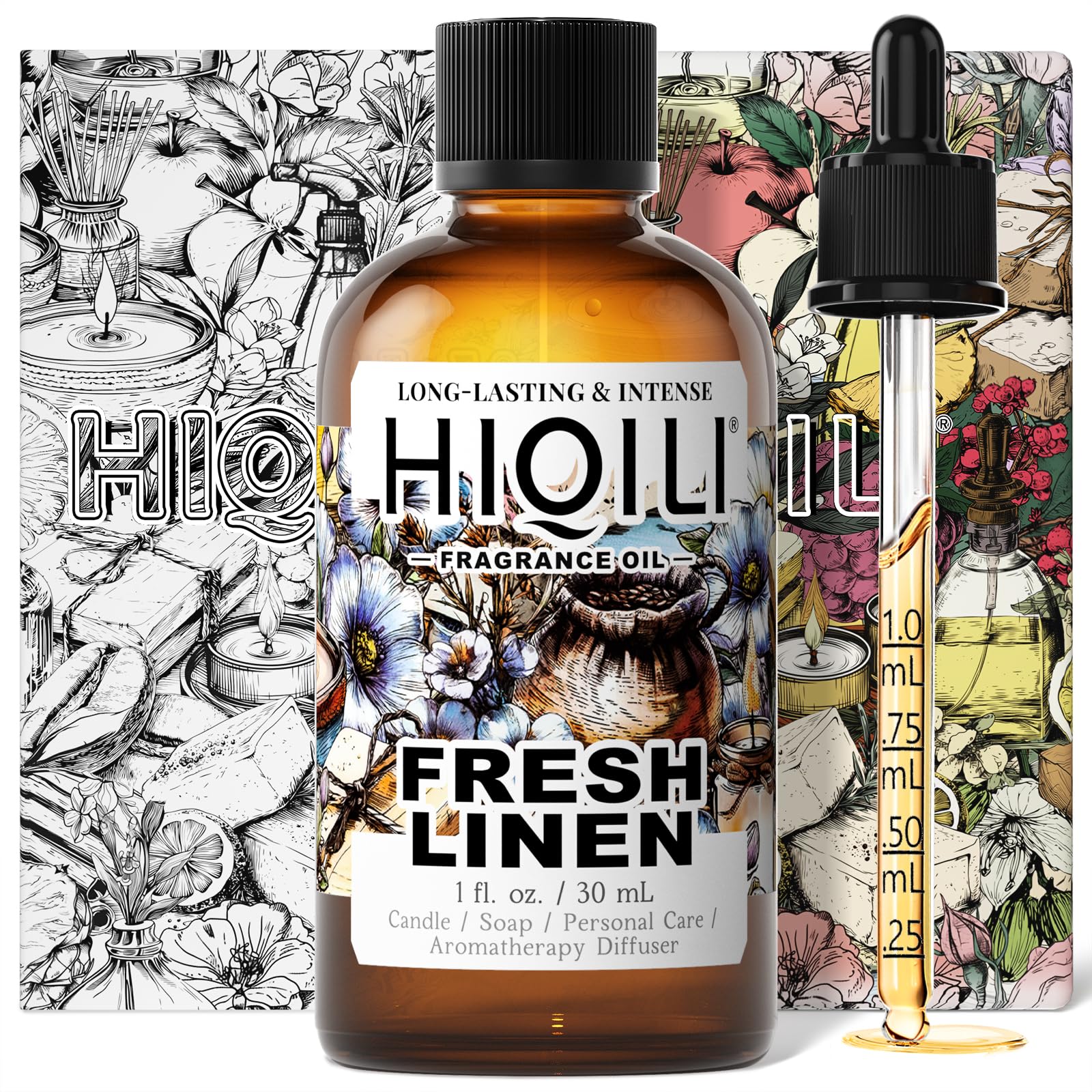 HIQILI Fresh Linen Fragrance Oil for Candle & Room Spray Making, Add to Dryer Balls, Freshie Scents for Essential Oil Diffuser - 1 Fl Oz