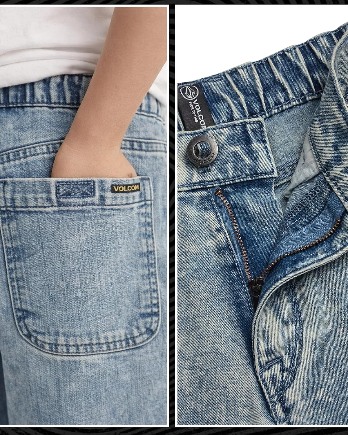 Volcom Boys Jeans - Regular Fit Pull On Denim Jeans for Boys - 5-Pocket Style Fashion Kids Pants for School & Casual Wear