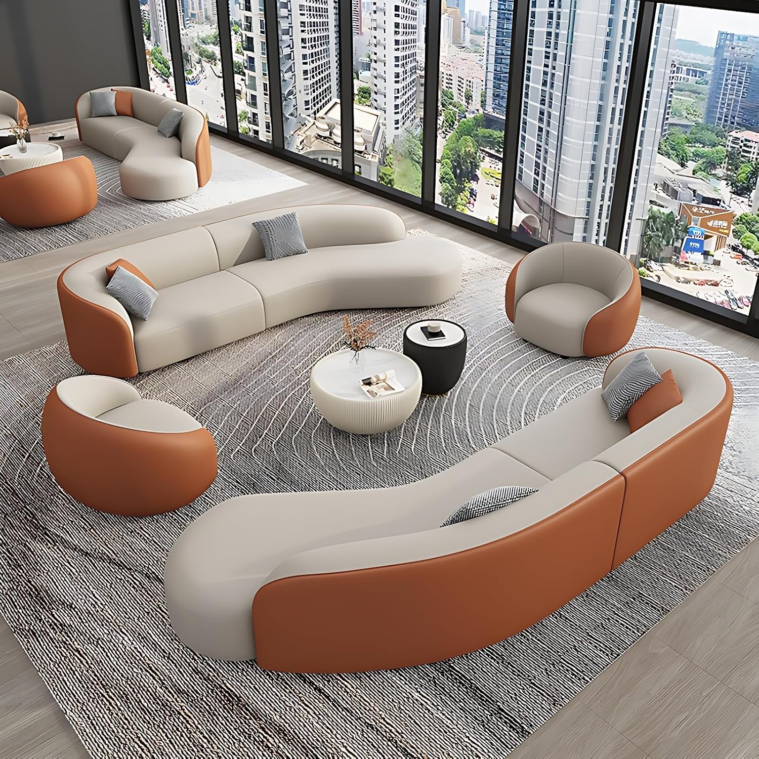 Sofa Set for Living Room - Luxurious Couches for Living Room, Elegant Sectional Couch, Modern Couch with Coffee Table, Suitable for Office, Cafe, Bar (2Sofa A+2 Chairs A+Table, 67.0")