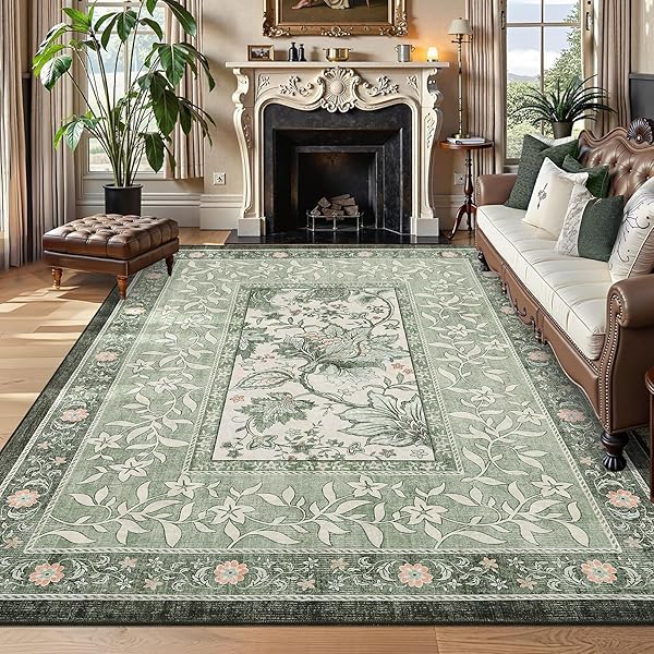 Fresh Green Rug Ideas for Living Room Style 32 Botanical Sage Green Cottagecore Rug