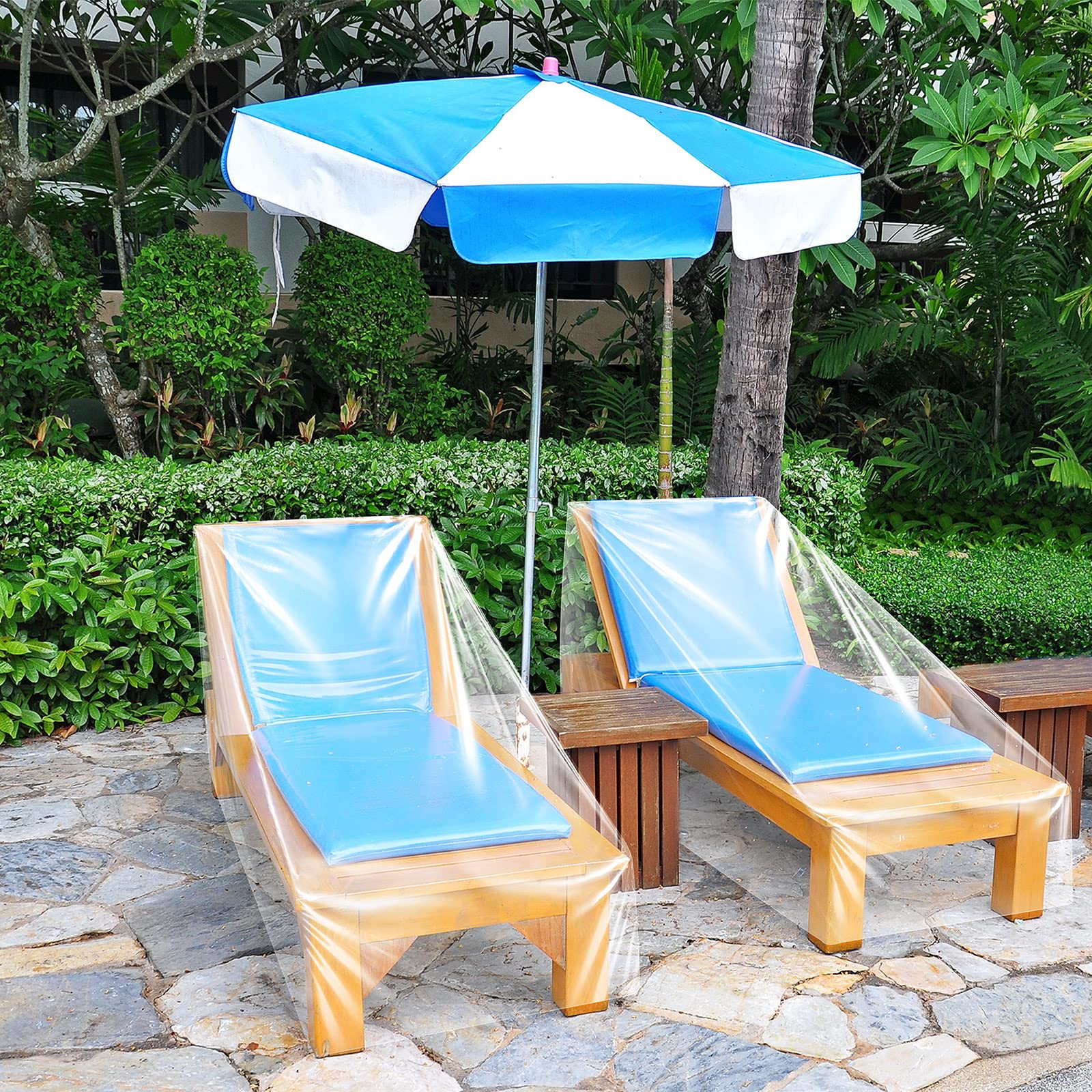 Arcedo Chaiselongue-Abdeckung 2er-Set – Wasserdicht, UV-beständig, Mit Kordelzug & Schnallen, Für Outdoor-Liegen
