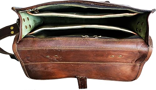 Miniatura 7 de Jaald Bolsa de mensajero grande de cuero genuino para portátil de hasta 14 pulgadas