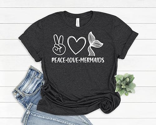 Miniatura 3 de Peace Love Mermaids Shirt, Shirt For Mermaid Lover's, Gift For Mermaid Lover's, Gift For Mom, Mermaids Shirt