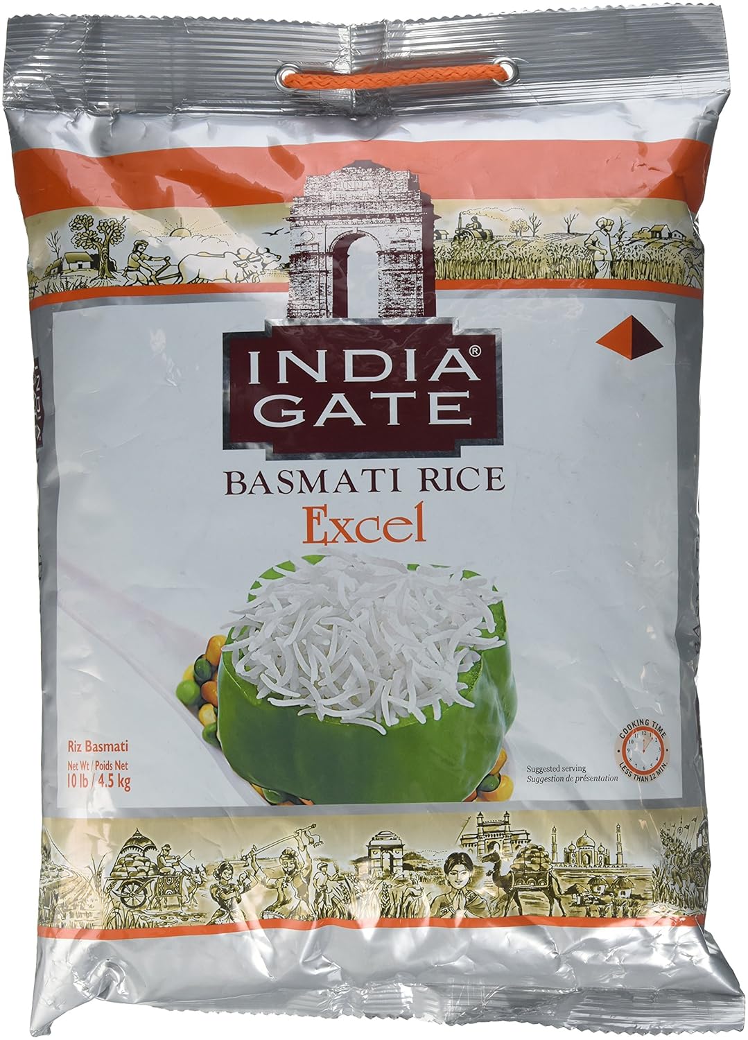 Buy India Gate White Basmati XL Rice Excel, 10 Pound Online at