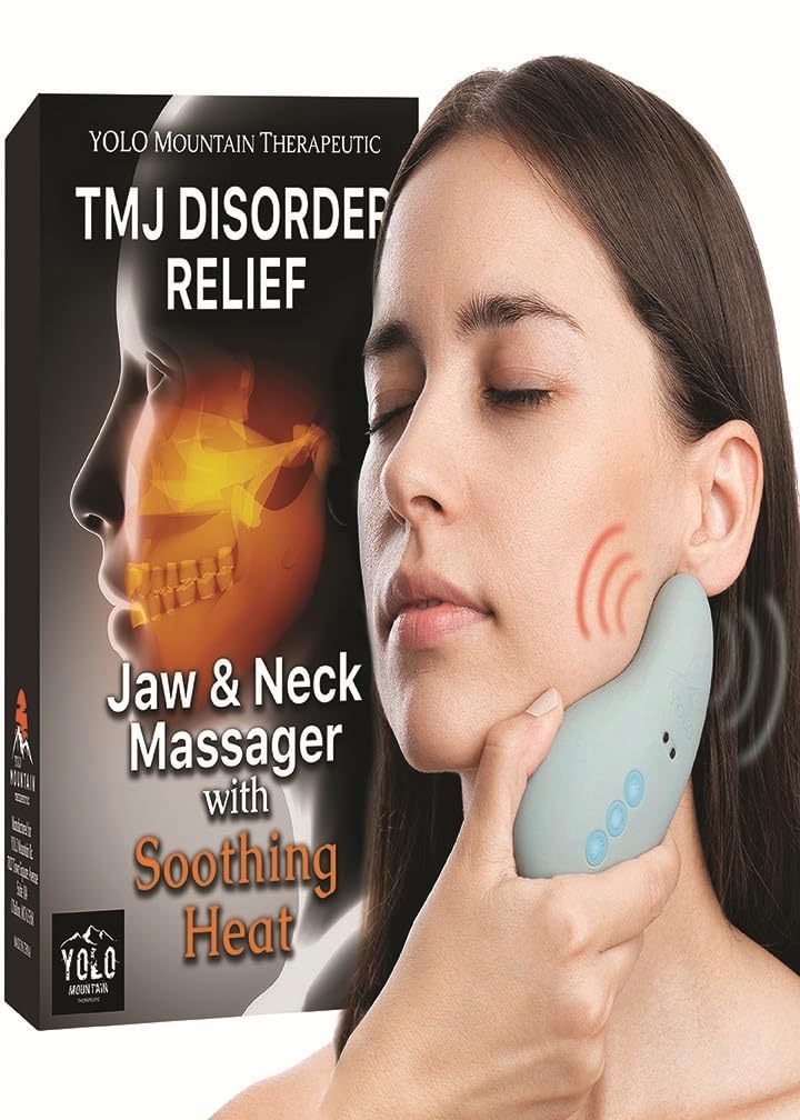TMJ Relief Products Jaw & Neck Massager w/Soothing Heat Mode-Patented TMJ Massage Tool, 10 Gentle Vibration Modes, Eases TMJ Jaw & Neck Pain, Stiffness, FSA/HSA Accredited