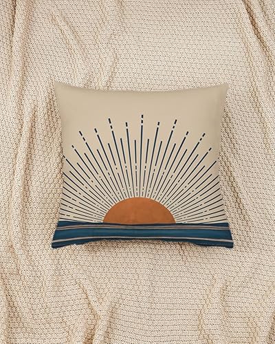 Miniatura 4 de Fundas de almohada bohemias con salida del sol y puesta de sol, fundas de almohada abstractas horizontales de puesta de sol, funda de cojín cuadrada