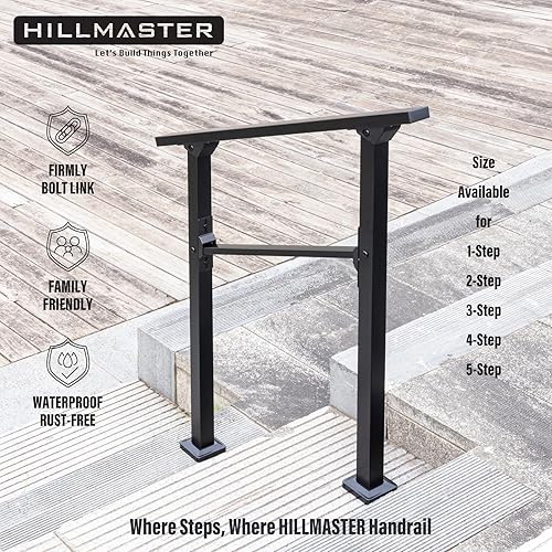 Miniatura 7 de HILLMASTER Barandillas de 2 escalones para escalones al aire libre, barandilla de escalera al aire libre para escalones exteriores, kit de