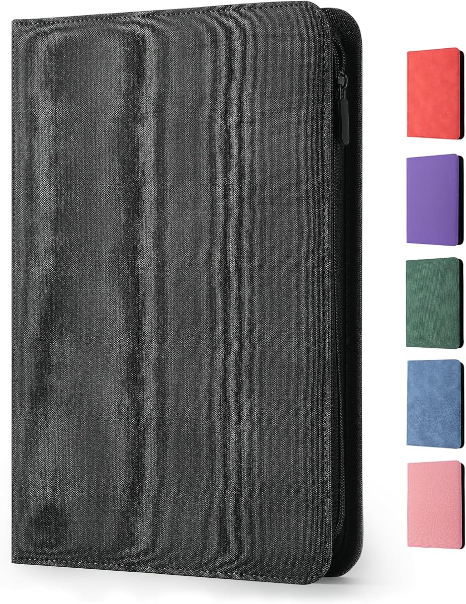 Carpeta de tarjetas con 9 bolsillos – Carpeta de colección de tarjetas premium para 360 tarjetas, álbum de tarjetas de carga lateral duradero con cremallera, perfecto para TCG, MTG y tarjetas deportivas, negro