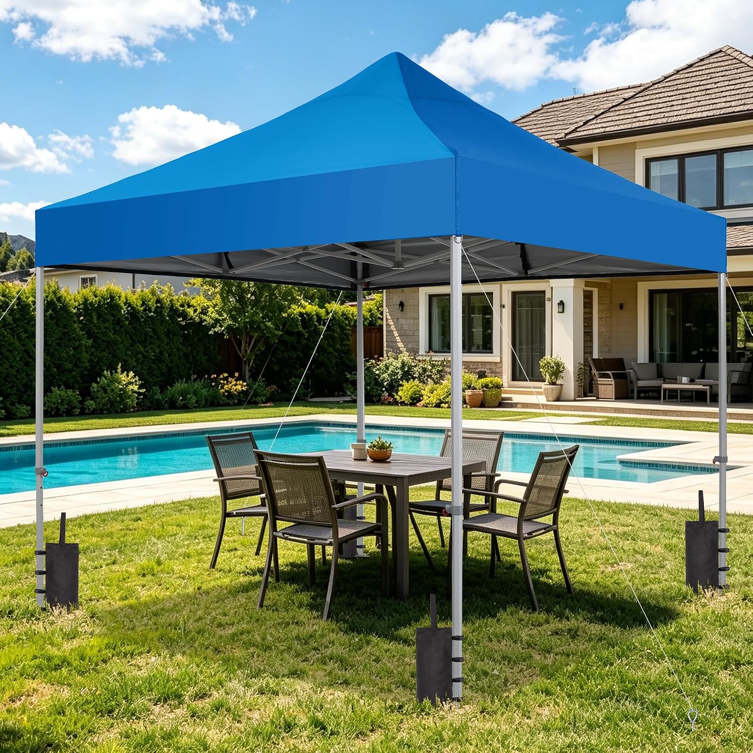 GDY 10x10 Ft Outdoor Pop Up Canopy Tent, Patio Tent,Outside Canopy, Commercial Portable Instant Folding Shelter Gazebos,(Blue).