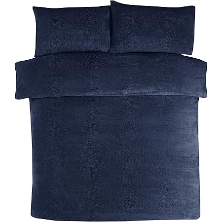 Sleepdown Waffle Fleece Thermal Warm Cosy Super Soft Duvet Cover Quilt Bedding Set with Pillow Cases - Double (200cm x 200cm) - Black main image 0