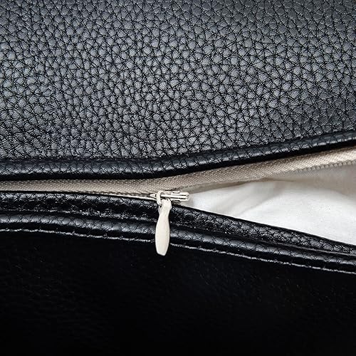 Miniatura 2 de Juego de 2 fundas de cojín lumbares de piel sintética gruesa, resistente, suave, impermeable, a prueba de polvo, para jardín, sofá y patio, 12 x 20