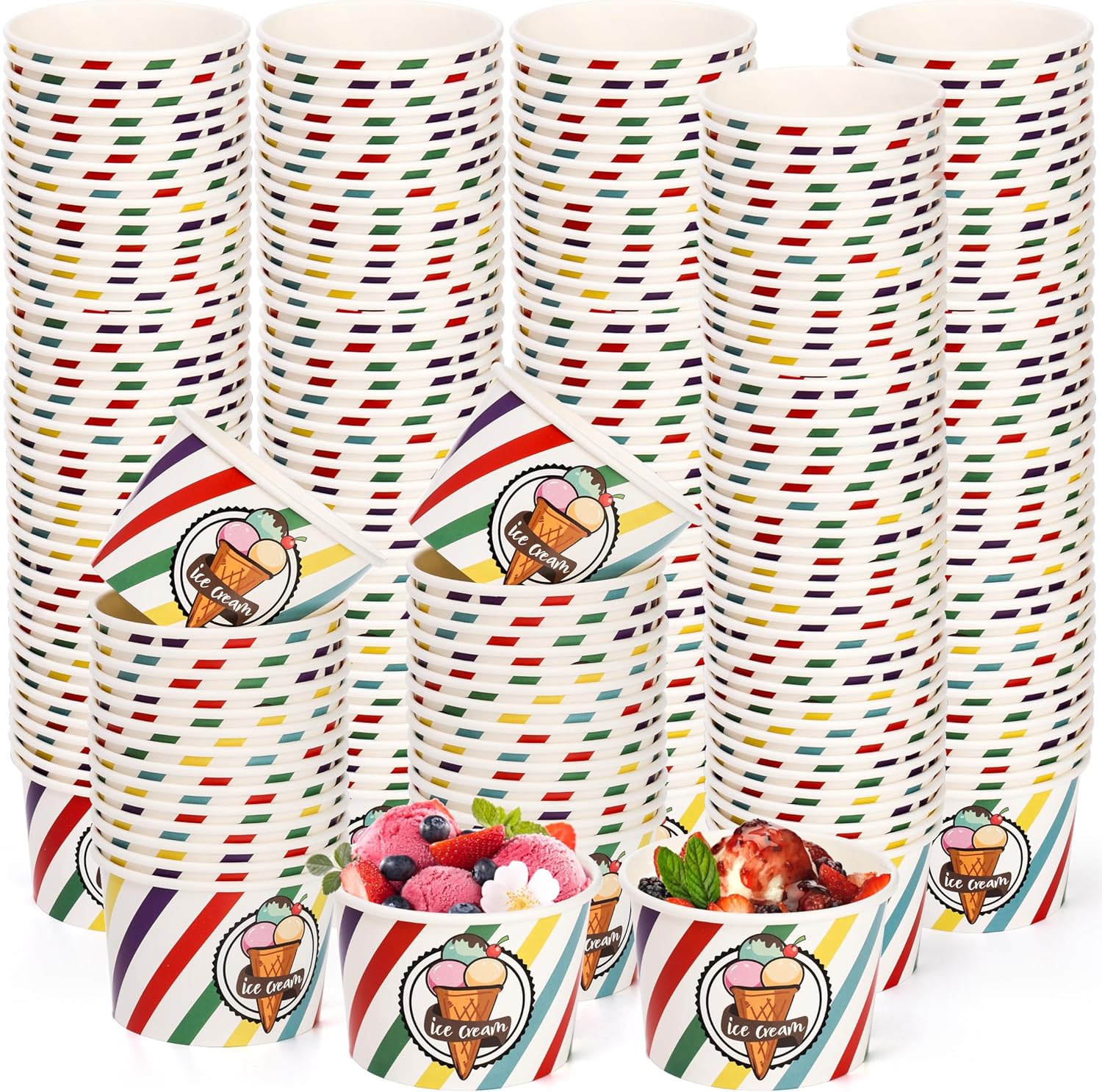 Amazon.com: DEAYOU 200 Pack Paper Ice Cream Cups, 8 oz Disposable ...