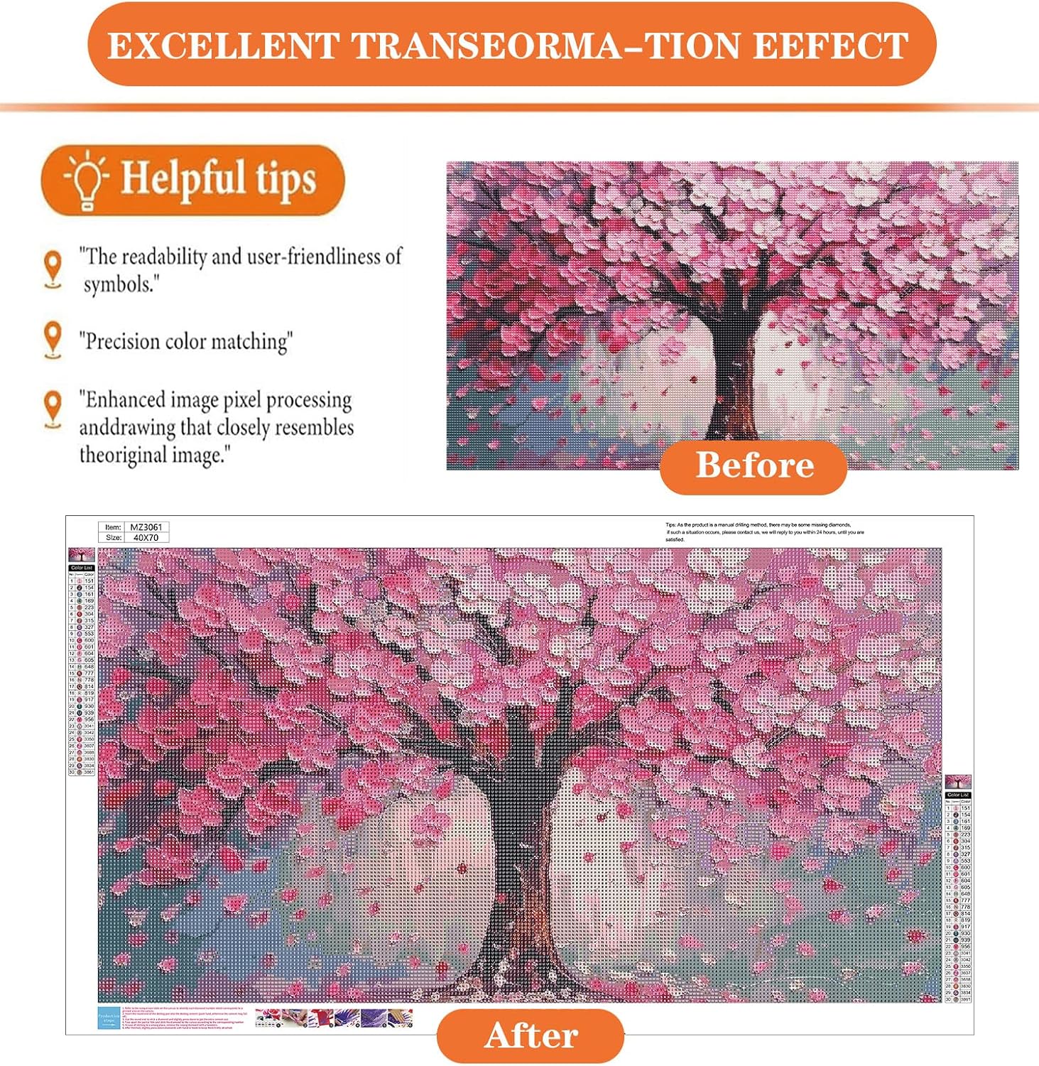 igoodom Large Diamond Art Kits for Adult, DIY Pink Tree of Life Wall Decor image 3