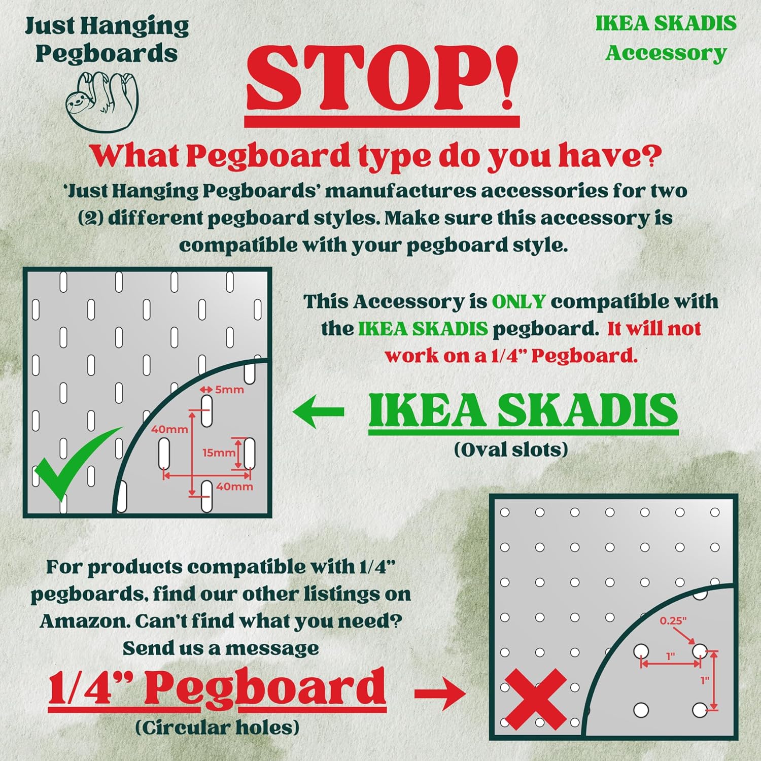 'Just Hanging Pegboards' Angled Spool Hooks Compatible with IKEA SKADIS – Pegboard Accessories for Thread, Embroidery & Sewing – Craft Room Organizer for Creative Workspaces (Matte White, 12 Pack)