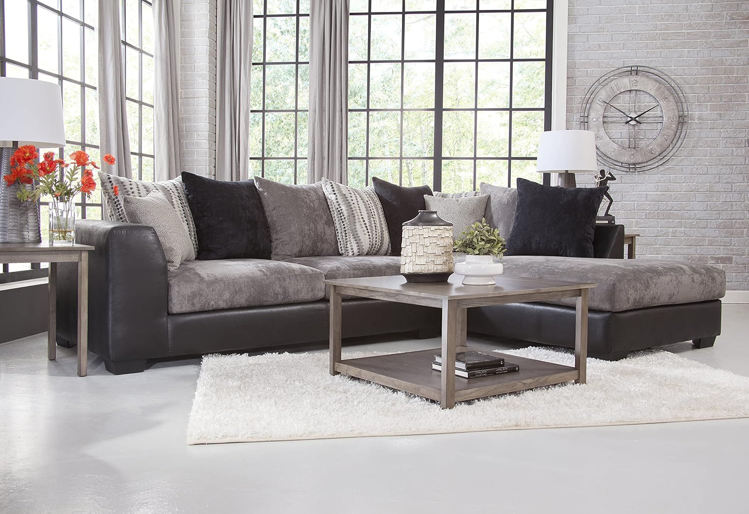 American Furniture Classics Casual Comfort Charcoal & Black L Shaped Sectional