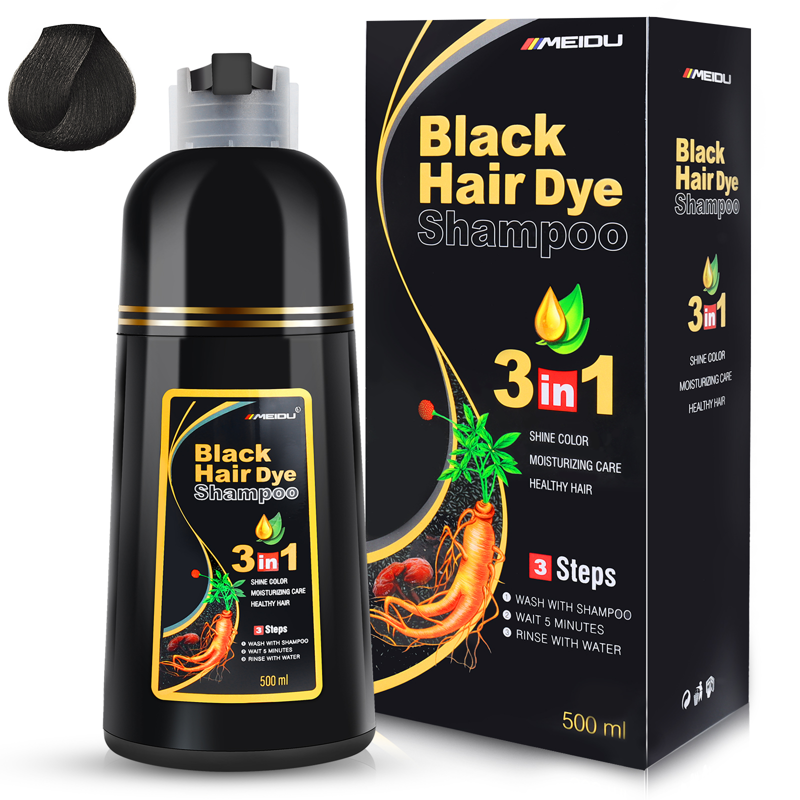 Amazon.com : IIIMEIDU Dark Brown Hair Dye Shampoo 3 in 1 for Gray