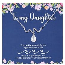 Aesnefe Wave Necklace, Daughter Gift from Mom Dad, Inspirational Strength Gift for Daughters, Daughter Birthday Christmas Mothers Day Graduation Jewelry Gifts for Adult Daughters