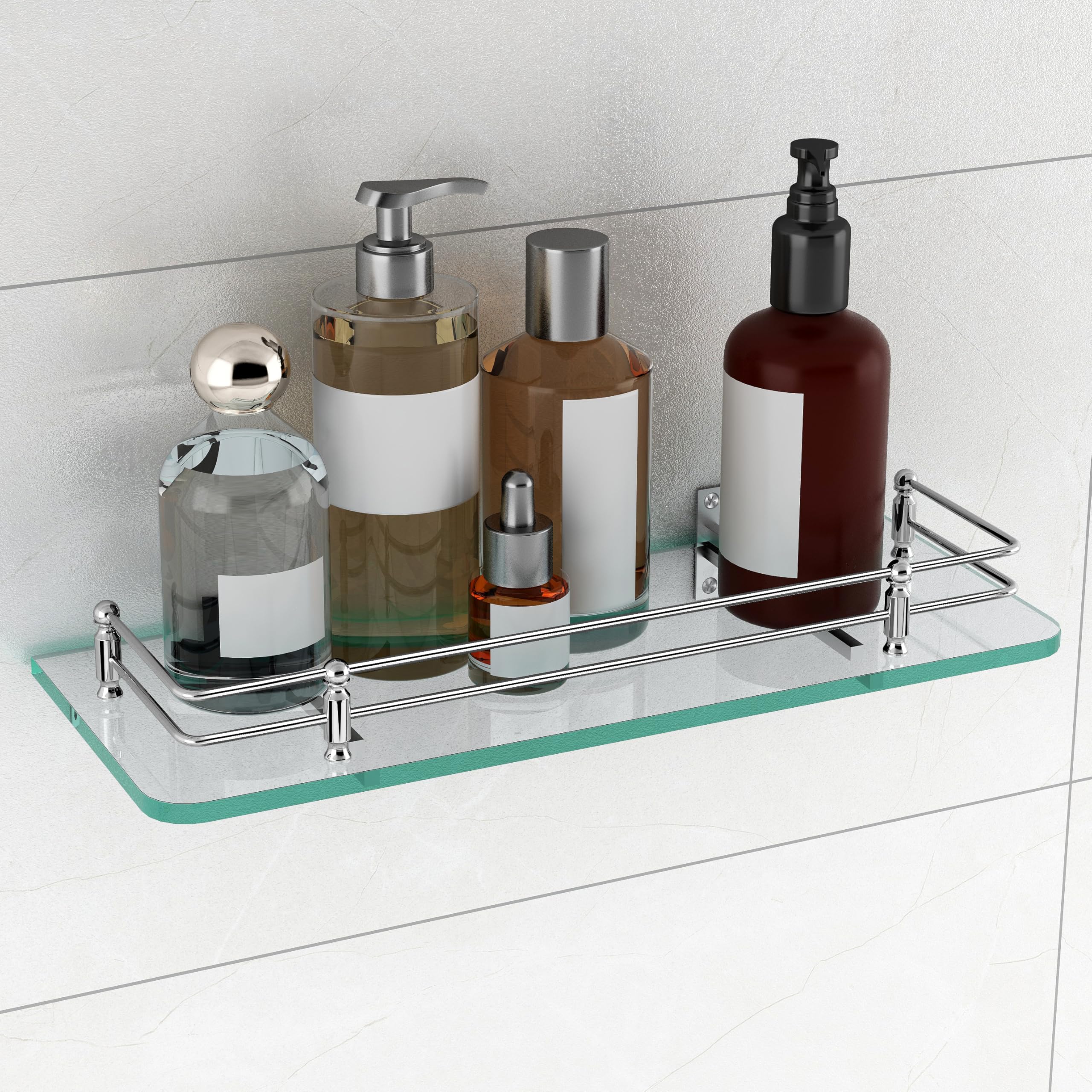 Plantex Premium Transparent Glass Shelf for Living Room/Kitchen/Bathroom Accessories Set/Bathroom Organizer/Kitchen Glass Shelves-(Polished 15x6 - Pack of 1)