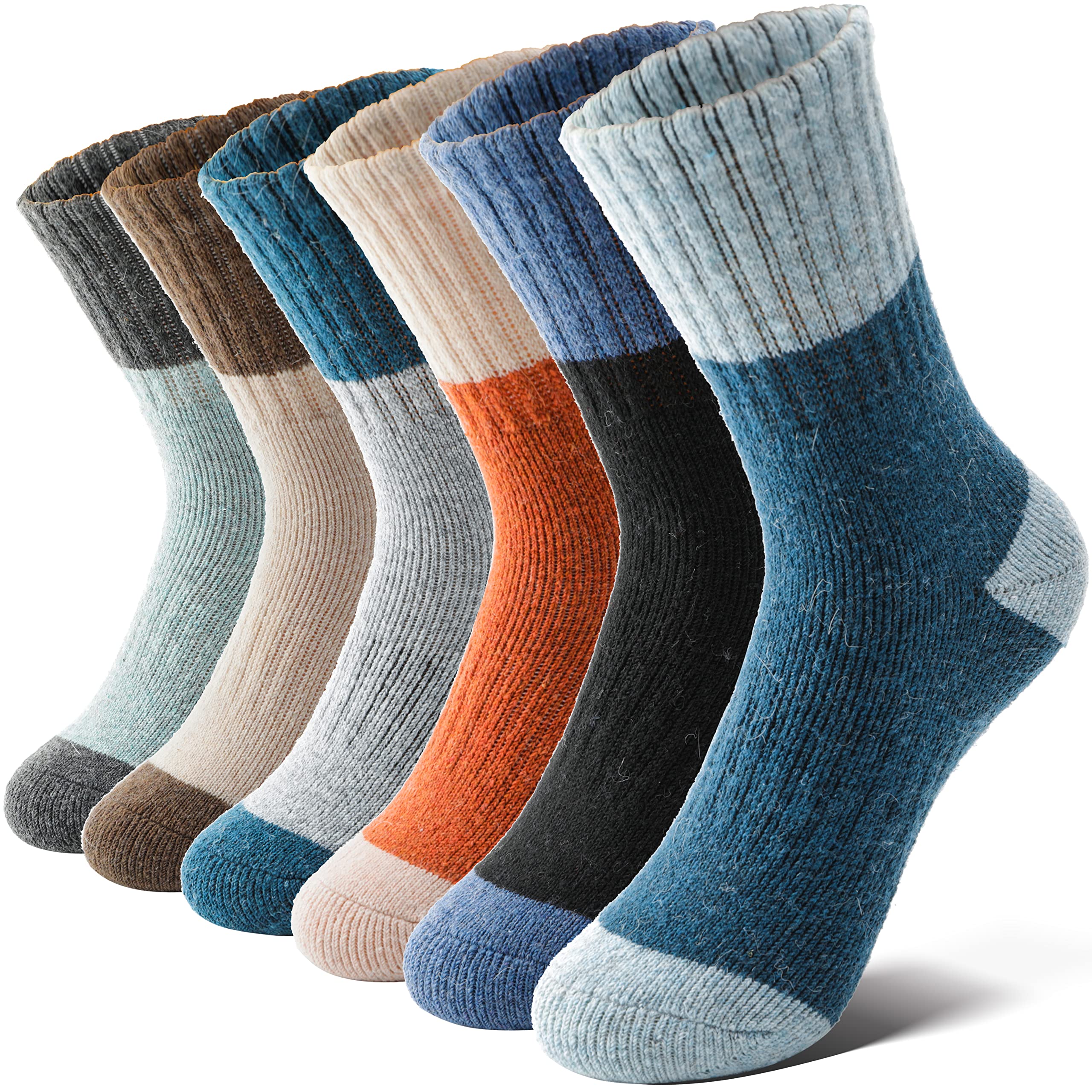 Anlisim Kinder Merino Wandersocken Jungen Mädchen Wolle Socken Warme Sportsocken Dicke Thermosocken Trekking Wintersocken Socken Kinder Weihnachtssocken Geschenke 6 Paare(Spleißen,8-12 Jahre)