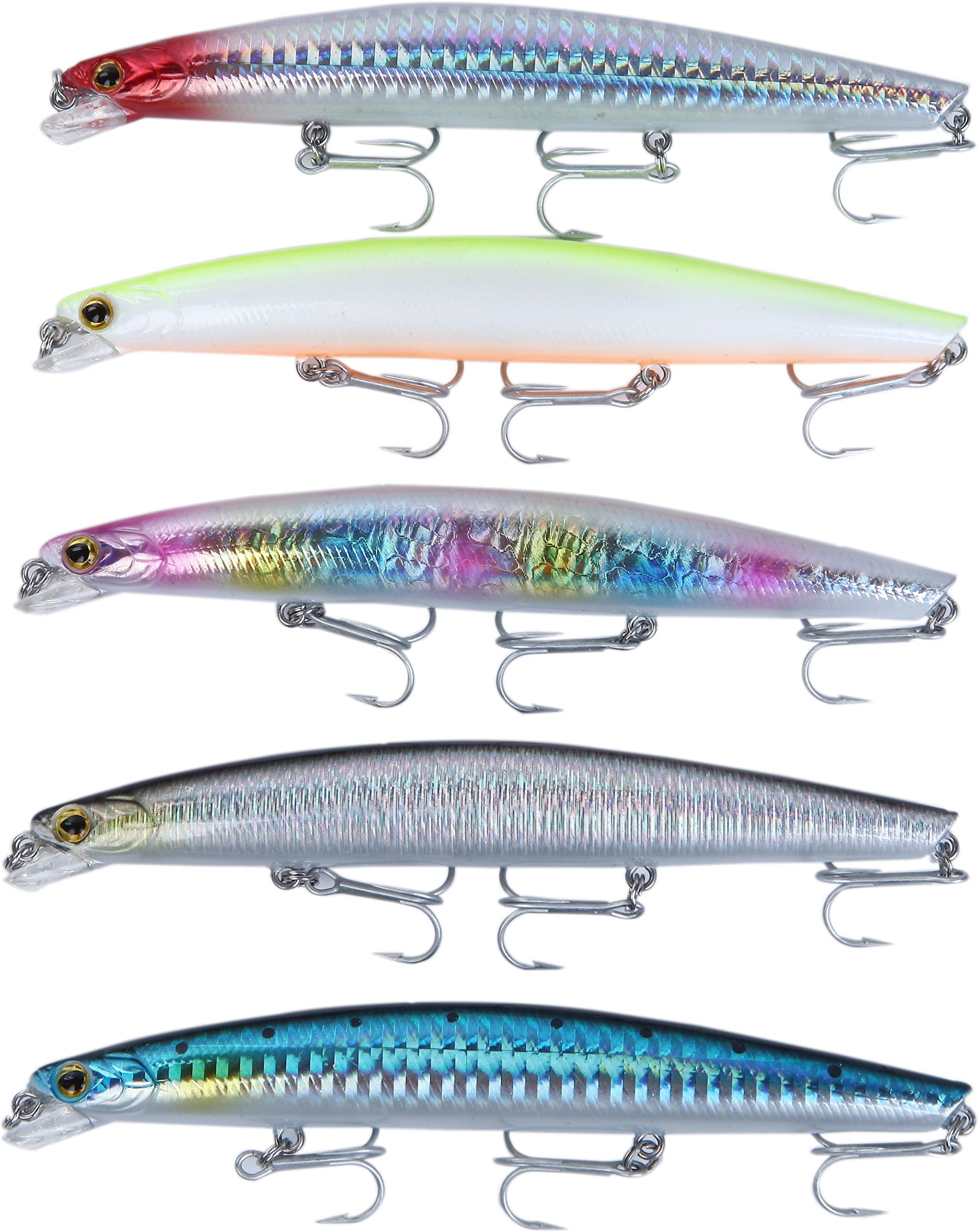 Floating Minnow Fishing Rip Lures Baits 5pcs Sea Bass Seaperch Flounder TypeB