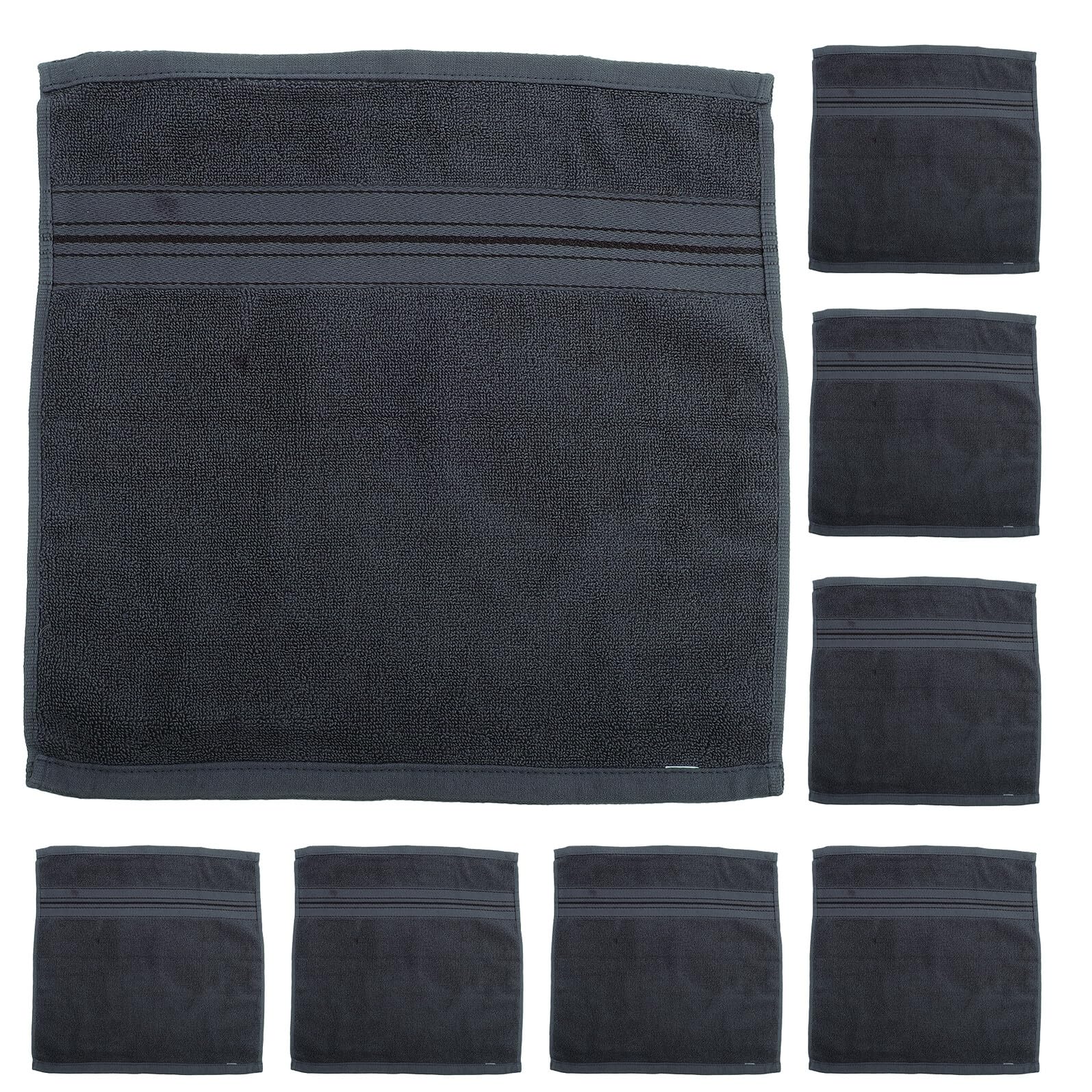 12 Piezas Toallas Faciales Algodón Absorbentes para Baño y SPA Toallas Mano Multifunción para Cocina Gimnasio Oficina Color Gris Oscuro Fáciles de Limpiar