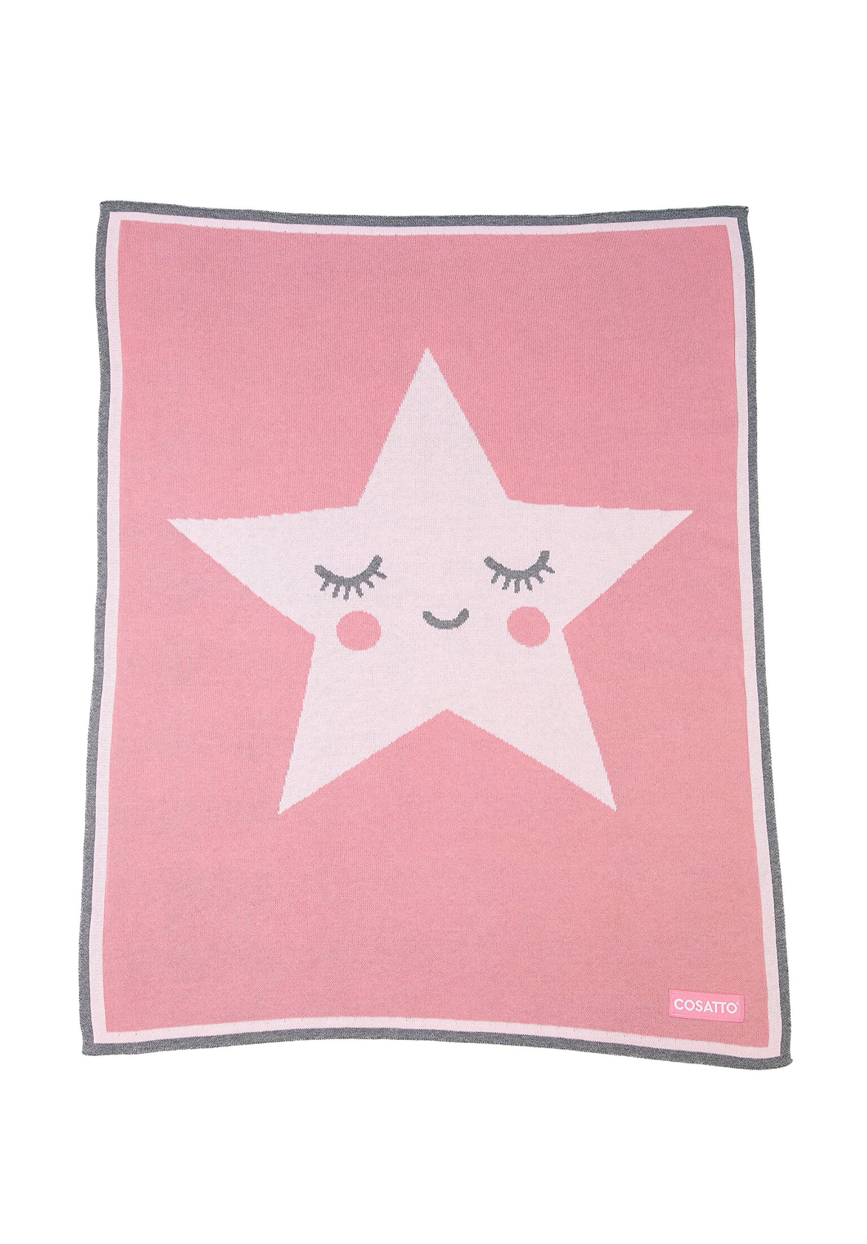 Cosatto Men's Happy Star Baby Blanket 90X70 Cm, 100% Combed Cotton Knitted Blanket | Ultra-Soft Blanket For Cot, Pram & Snuggles – Easy Tiger Design – Newborn Essentials Gift Set