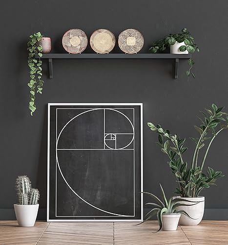 Miniatura 2 de Impresión artística de matemáticas  Fibonacci espiral dorada  Regalo y decoración para profesores, estudiantes de aula y matemáticas  Póster