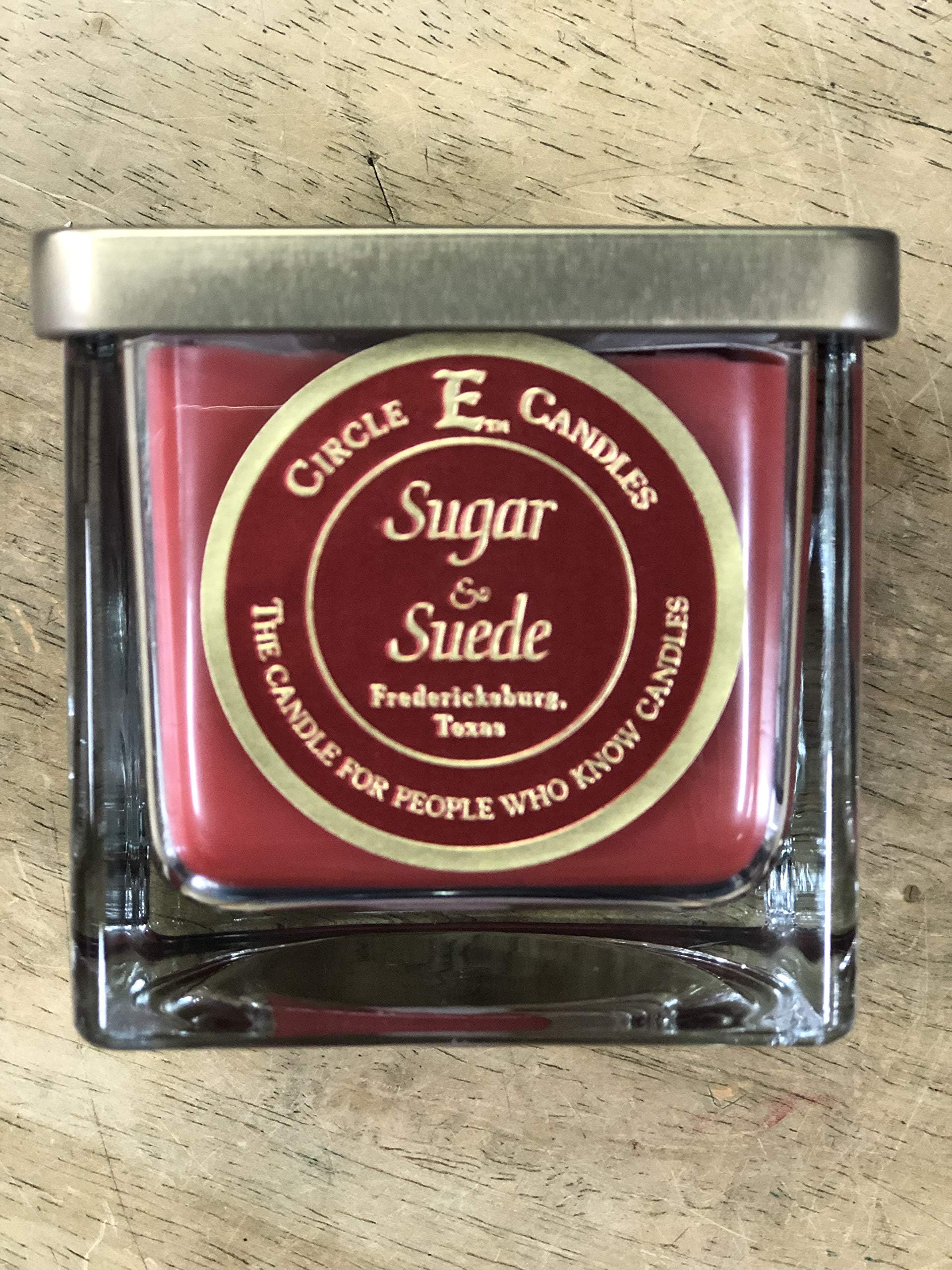 Circle E CandlesSugar and Suede Scent, Small Size Jar Candle, 8oz, 1 Wick