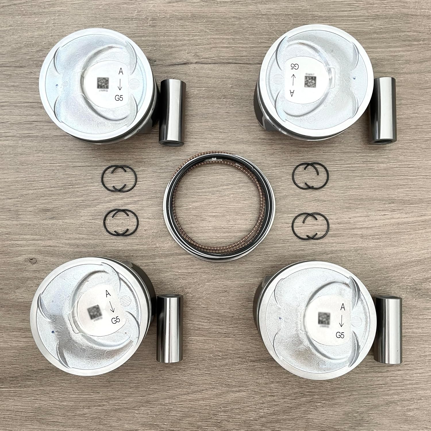 4 Set Piston & Rings Compatible with 11-19 Hyundai Sonata Kia Sorento Optima 2.4L Replacement For 23040-2G500, 23410-2G500, 23410 2G501, 234102G501 (Standard (STD))