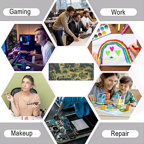 Miniatura 7 de Tapete de escritorio retro marrón verde XL grande para juegos con píxeles de bosque verde, base de goma antideslizante, alfombrilla de mouse para