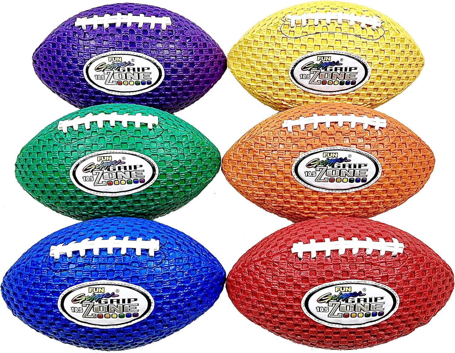 Grip Zone Footballs 10.5 Inch Jr. Grip Zone (Solid) Mesh Color Grip Footballs (Set of 6) Assorted Colors Footballs by: Saturnian I PE Supplier …
