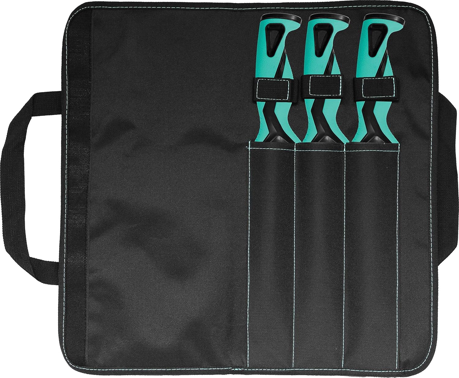 danco Pro Series Roll Up Bag Kit | 5" & 7" Fillet Knives and 9" Stout Knife | Full Tang German G4116 Stainless-Steel Blades with Teflon Coating, Nylon Roll Up Sheath, Perfect for Saltwater Fishing & Hunting (Seafoam)