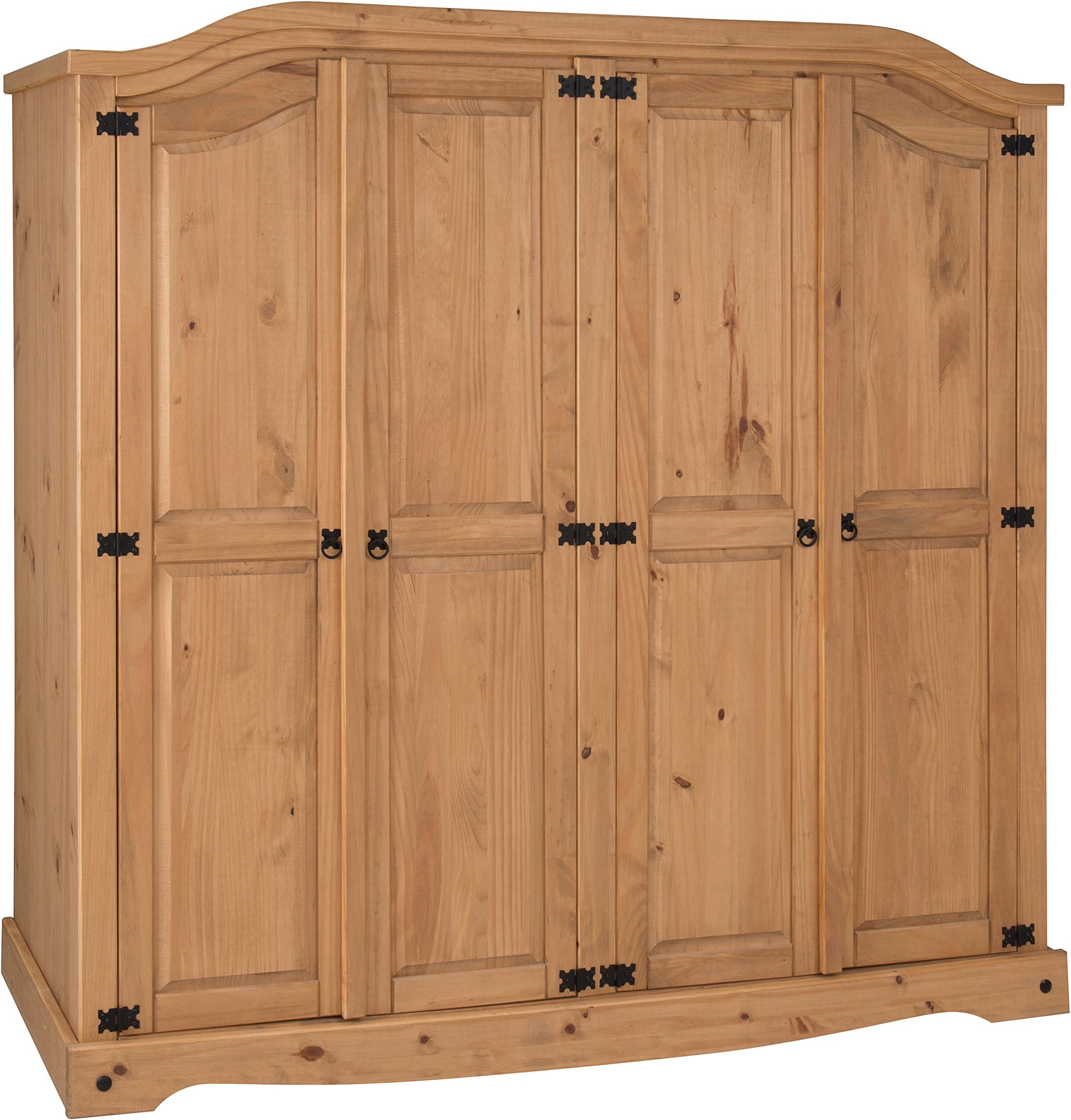 Corona 4 Door Arch Top Wardrobe Solid Pine Storage Bedroom Furniture