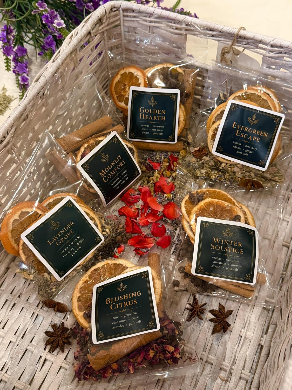 Utama Simmer Pot Potpourri, Fall Potpourri Simmer Pot Mix, Stovetop Simmering Potpourri with for Christmas, Hostess Gifts, Meditation & Ritual Spaces (6 Packs)