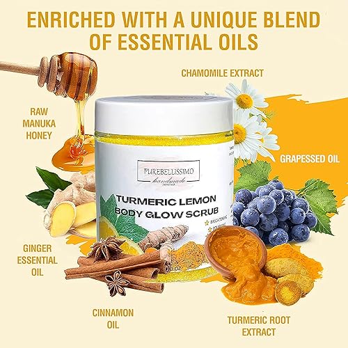Miniatura 2 de Exfoliante corporal de cúrcuma, exfoliante iluminador de azúcar, cúrcuma, exfoliante corporal para manchas oscuras (limón)