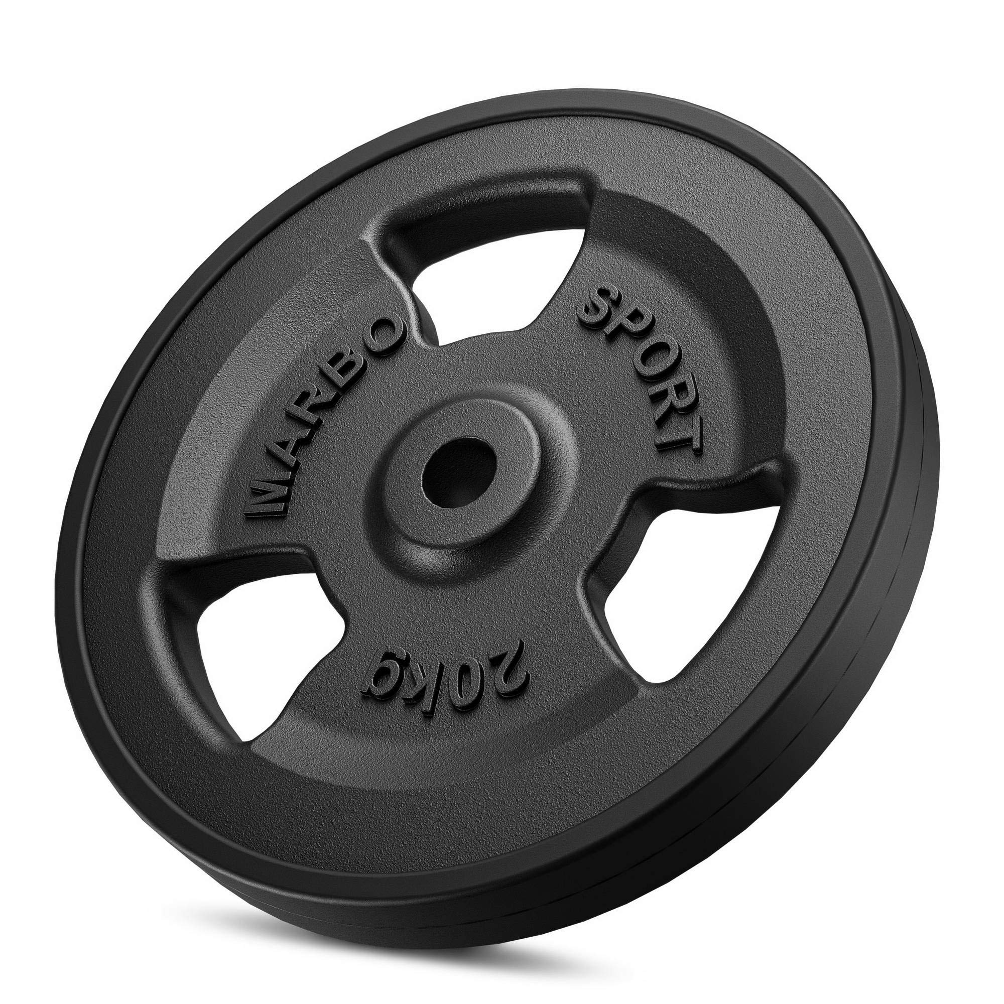 Marbo Sport Juego de Pesas de Placa de Pesas de Hierro Fundido de Triple Agarre ø30 / 31 mm | Establecer Opciones de 29 kg / 30 kg / 60 kg