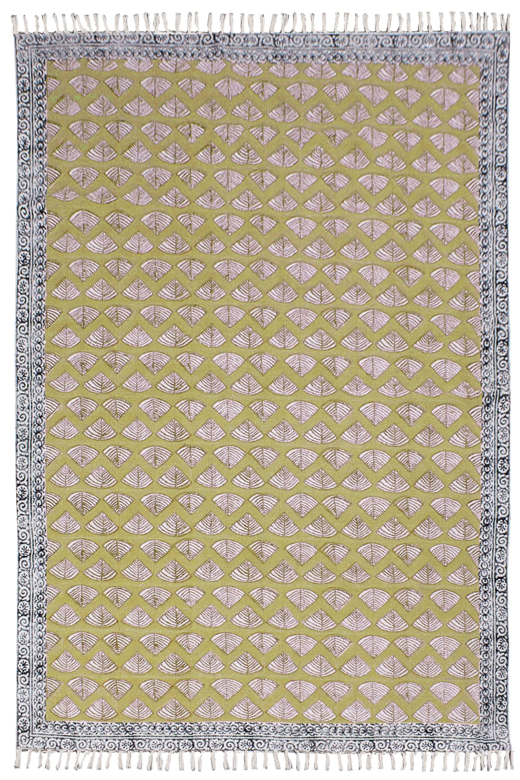 Tapis de couloir anti-usure Kilim 61x352cm en coton jaune moutarde pour entrée et escalier