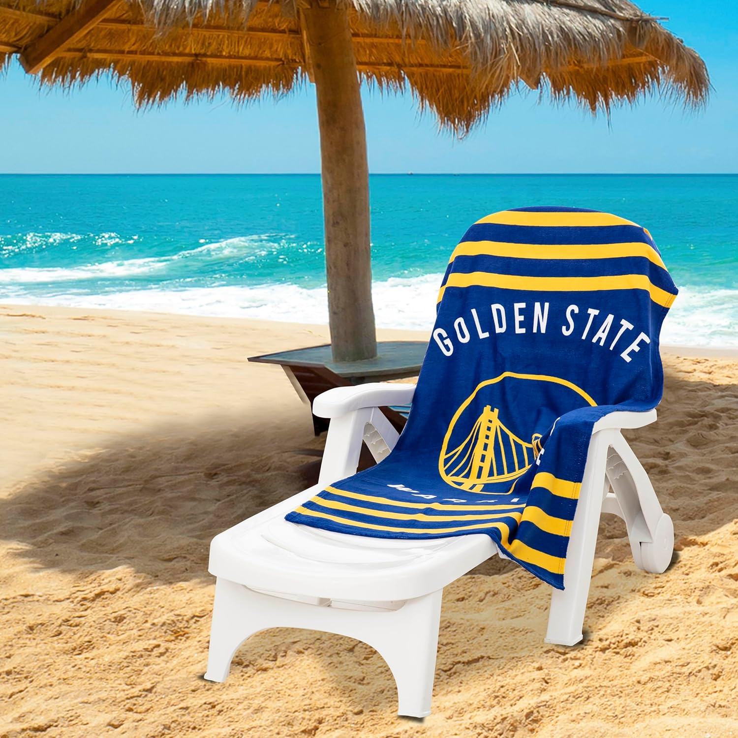 Northwest NBA Golden State Warriors Beach Towel, 30 x 60 Inches, Stripes Legacy Design, Soft and Absorbent Towel for Fans - Image 4
