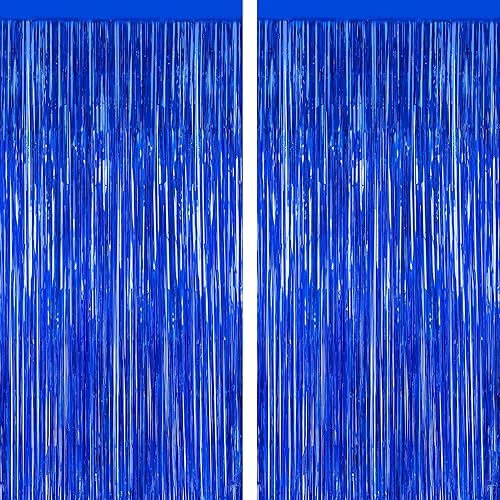 Miniatura 74 de Paquete de 2 telones de fondo de oropel rojo, cortinas de flecos de 3.28 pies x 7.05 pies, decoraciones de fiesta para aniversarios de boda